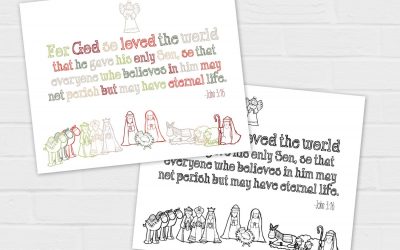 For God So Loved the World {digital download} John 3:16 Christmas Nativity printable and coloring page