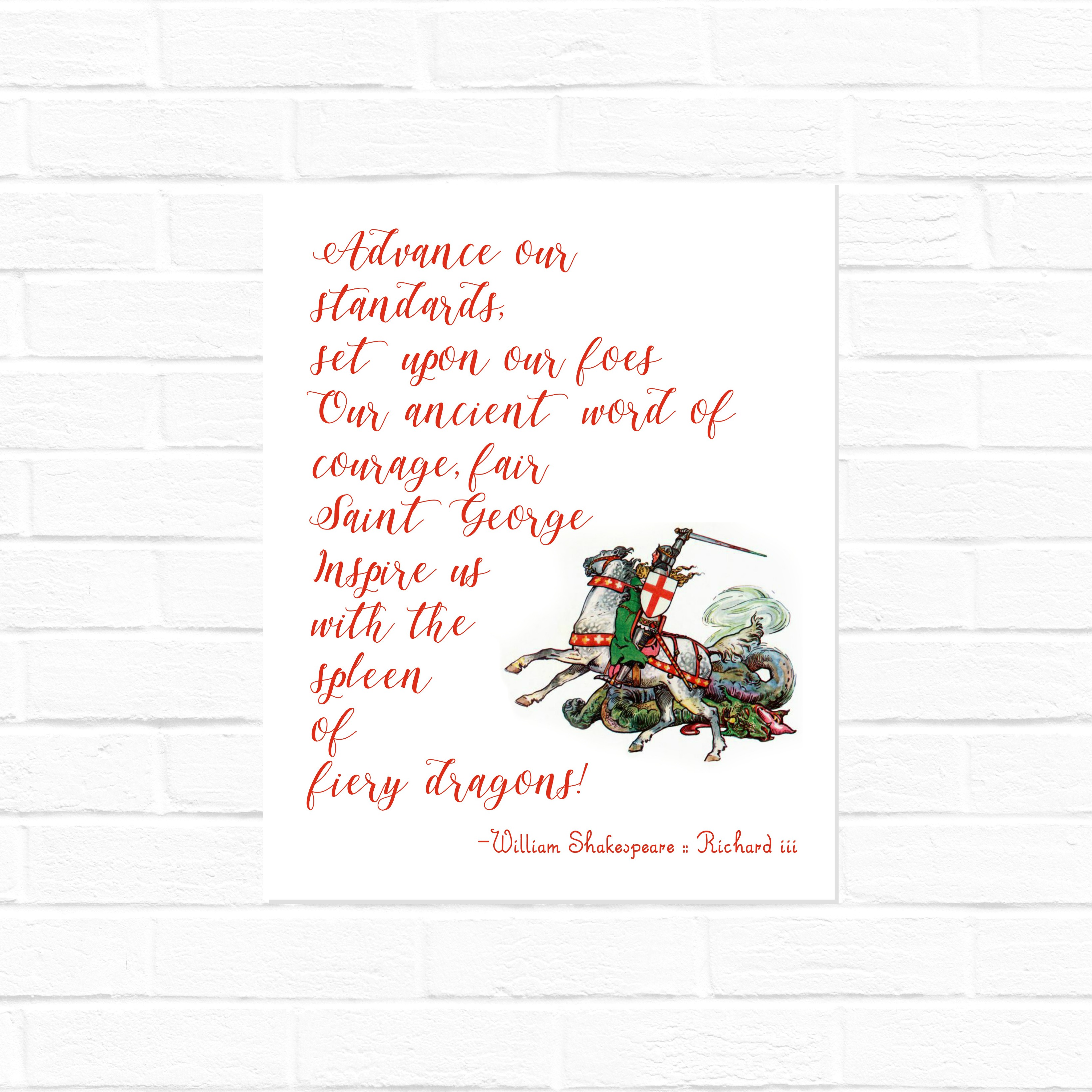 St George quote  from Shakespeare s  Richard  III  digital 