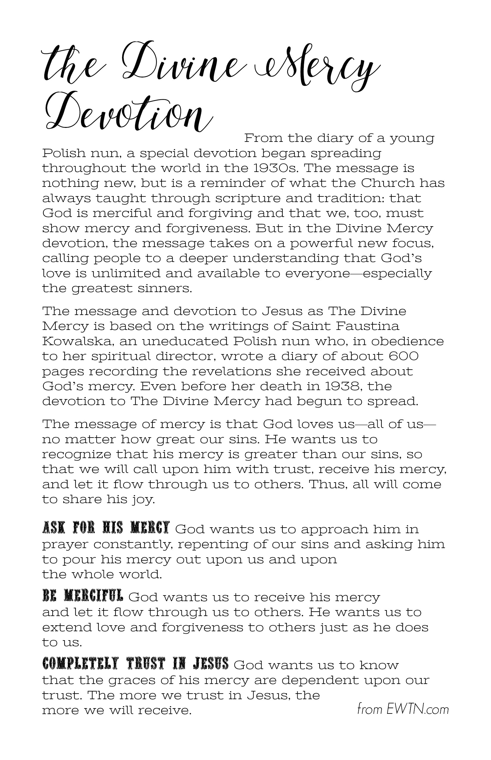 Divine Mercy Novena Printable Booklet Digital Download - Catholic All Year