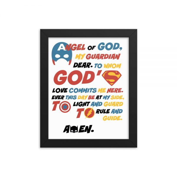 Super Hero Guardian Angel Prayer Framed Poster