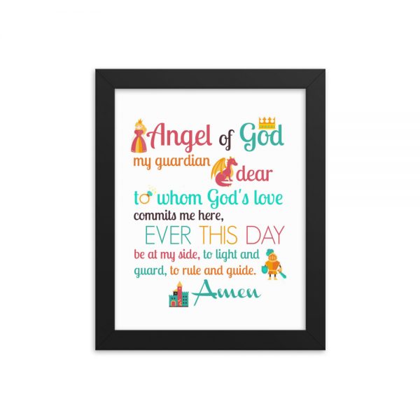 Fairy Tale Guardian Angel Prayer Framed Poster