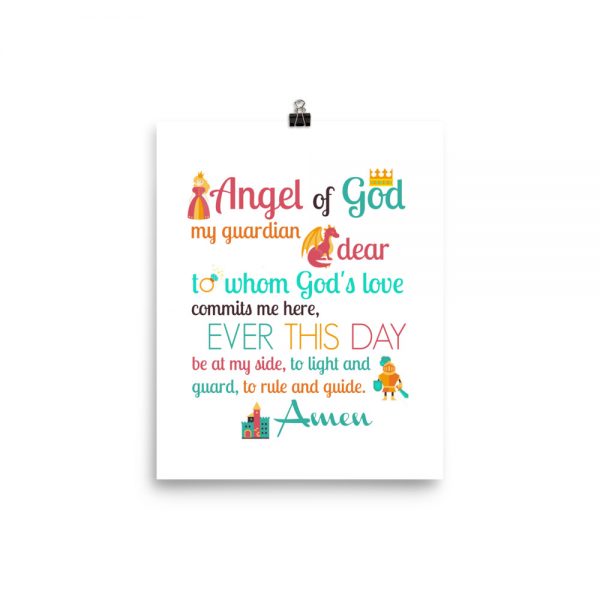 Fairy Tale Guardian Angel Prayer Poster