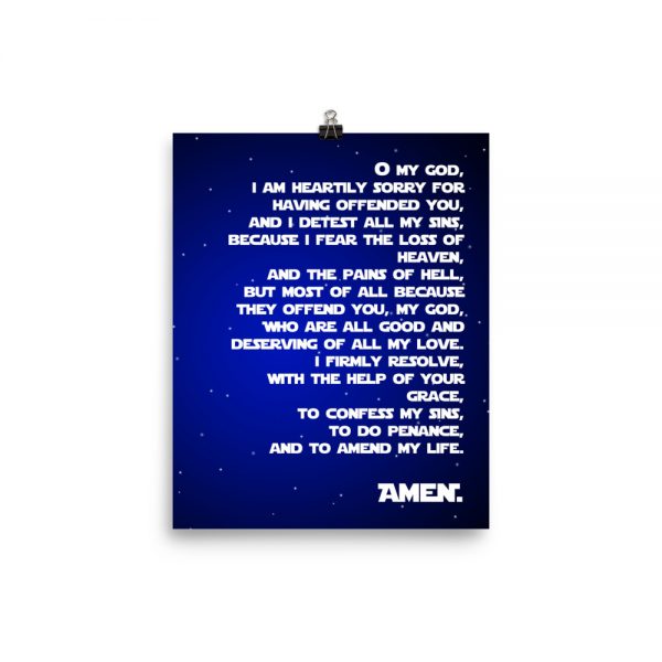 A Galaxy Far Far Away Act of Contrition Star Wars Prayer Poster
