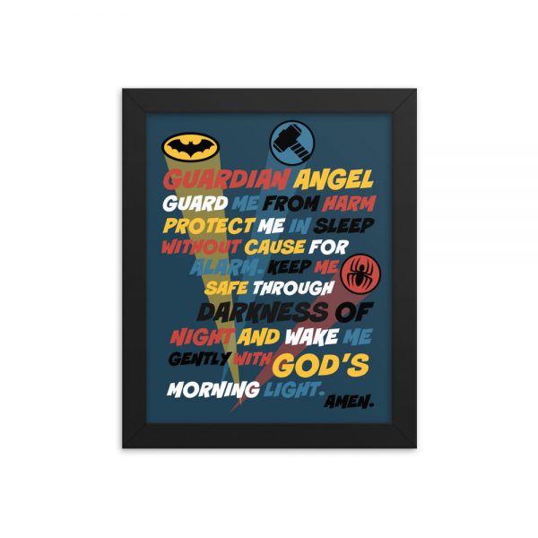 Super Hero Guardian Angel Prayer Framed Poster (Night)