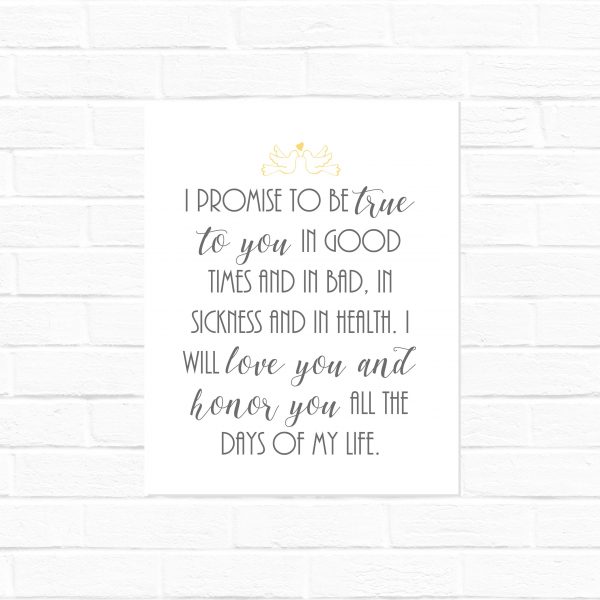 Wedding Vows Keepsake 2: I Promise to Be True to You {digital download}