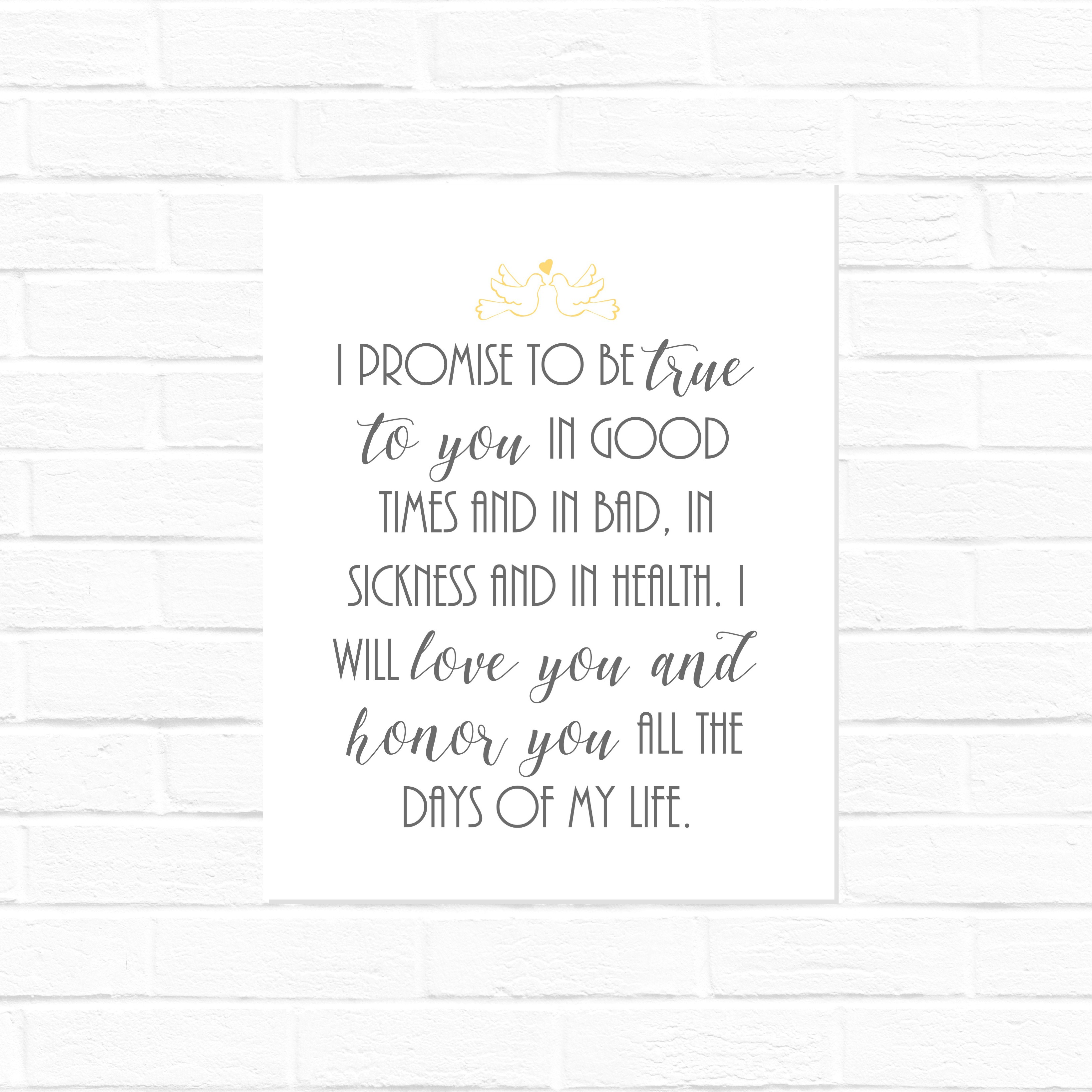 Wedding Vows Keepsake 2 I Promise To Be True To You Digital