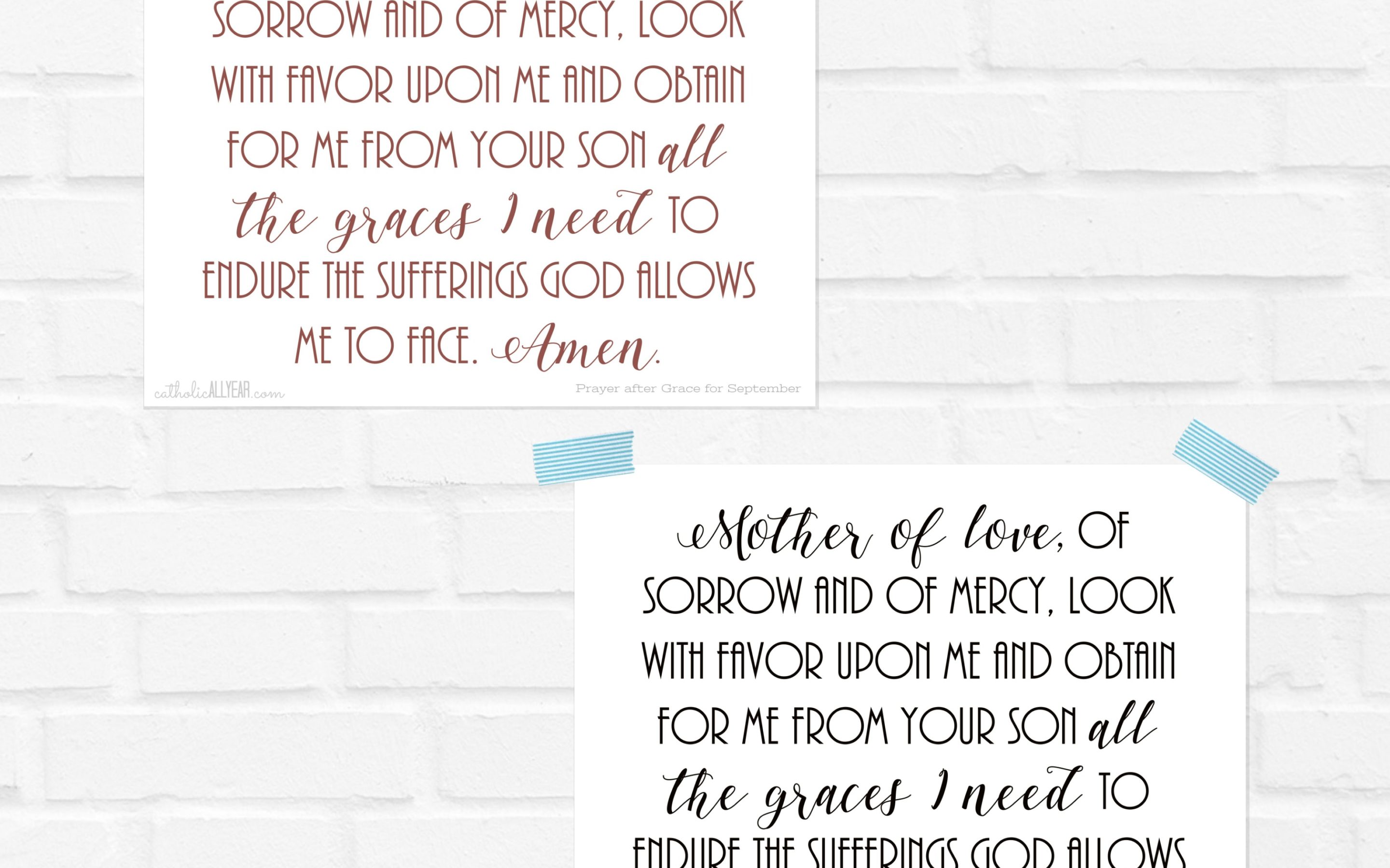 Mother of Sorrow and Love : Prayer of the Month for September : in Color and B&W versions {digital download}