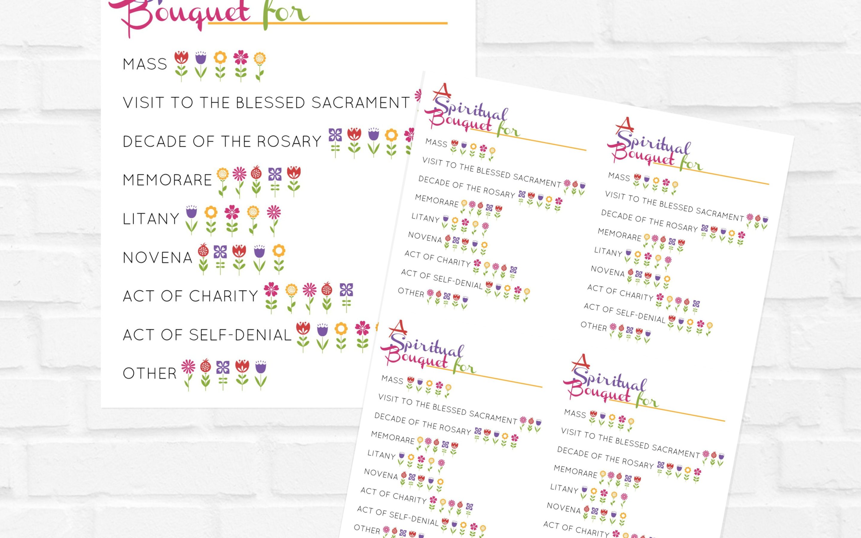 Printable Spiritual Bouquet : single page & four to a page {digital download}