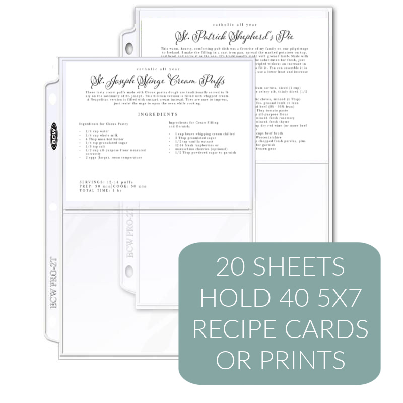5×7 recipe card protectors (20 sheets)