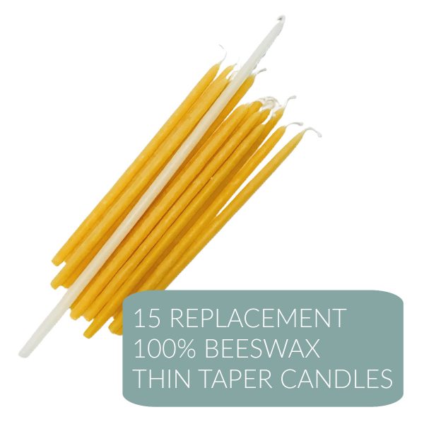 Set of 15 100% Beeswax Skinny Taper Candles for use with the Simple Tenebrae Hearse