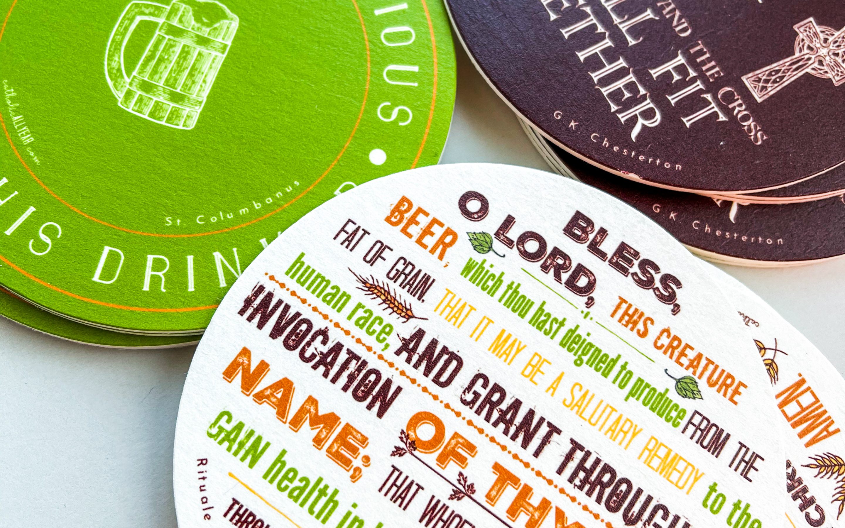 Catholic Beer Quote Coasters