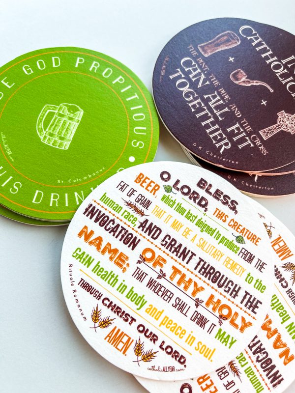 Catholic Beer Quote Coasters