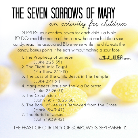 The Seven Sorrows Of Mary: An Activity For Children - Catholic All Year