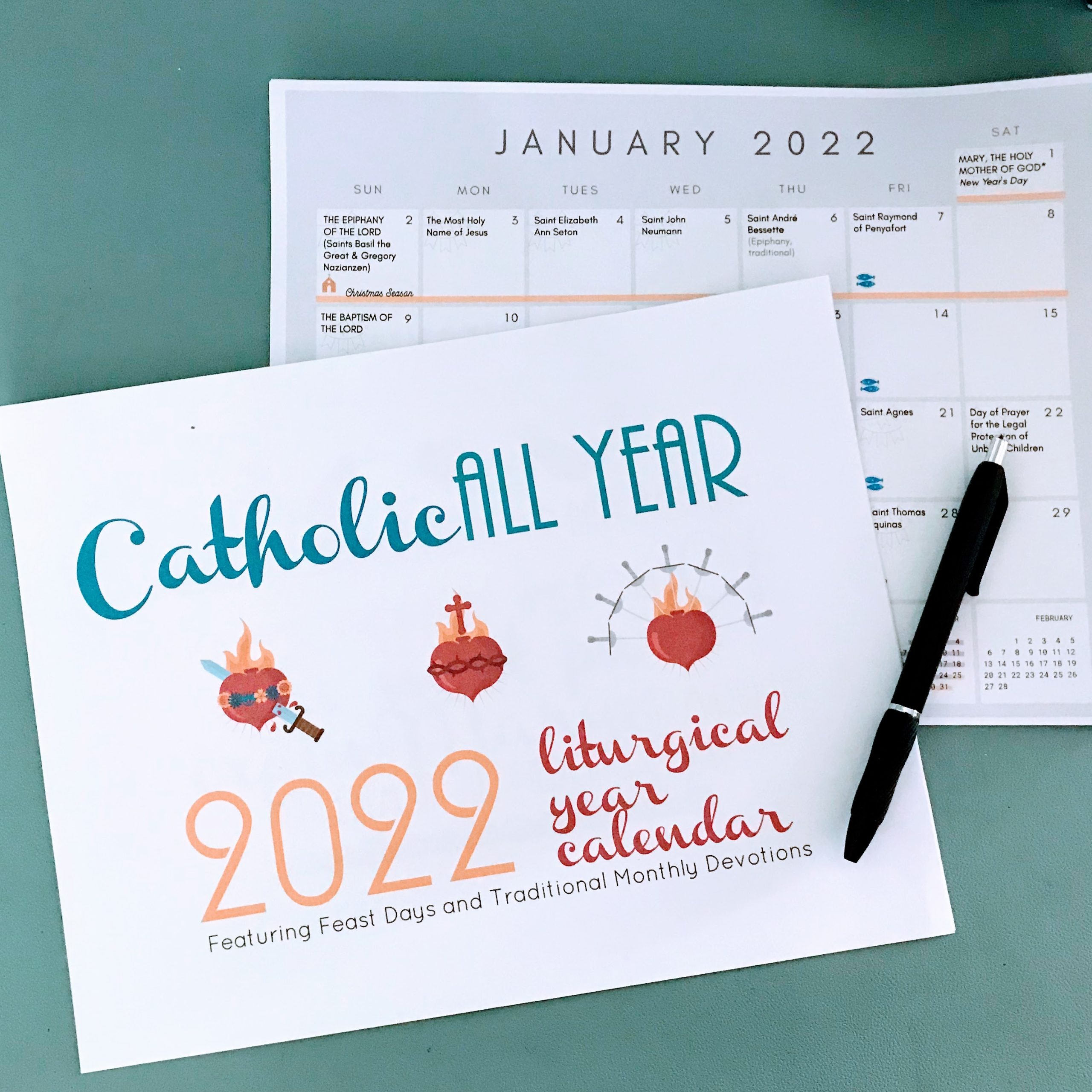 Catholic All Year 2022 Liturgical Calendar *digital downloads*