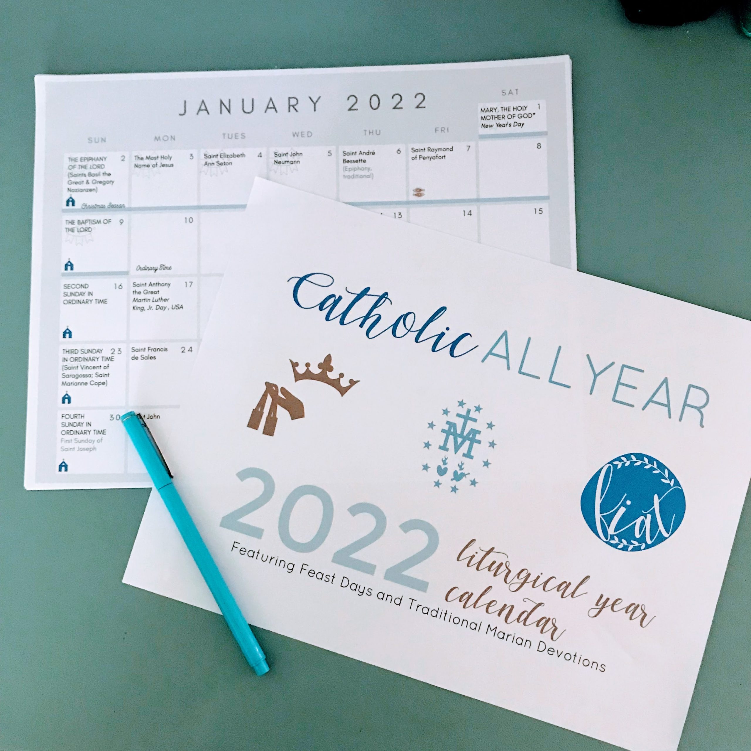 Marian Days 2022 Schedule Catholic All Year 2022 Liturgical Calendar *Digital Downloads* - Catholic  All Year