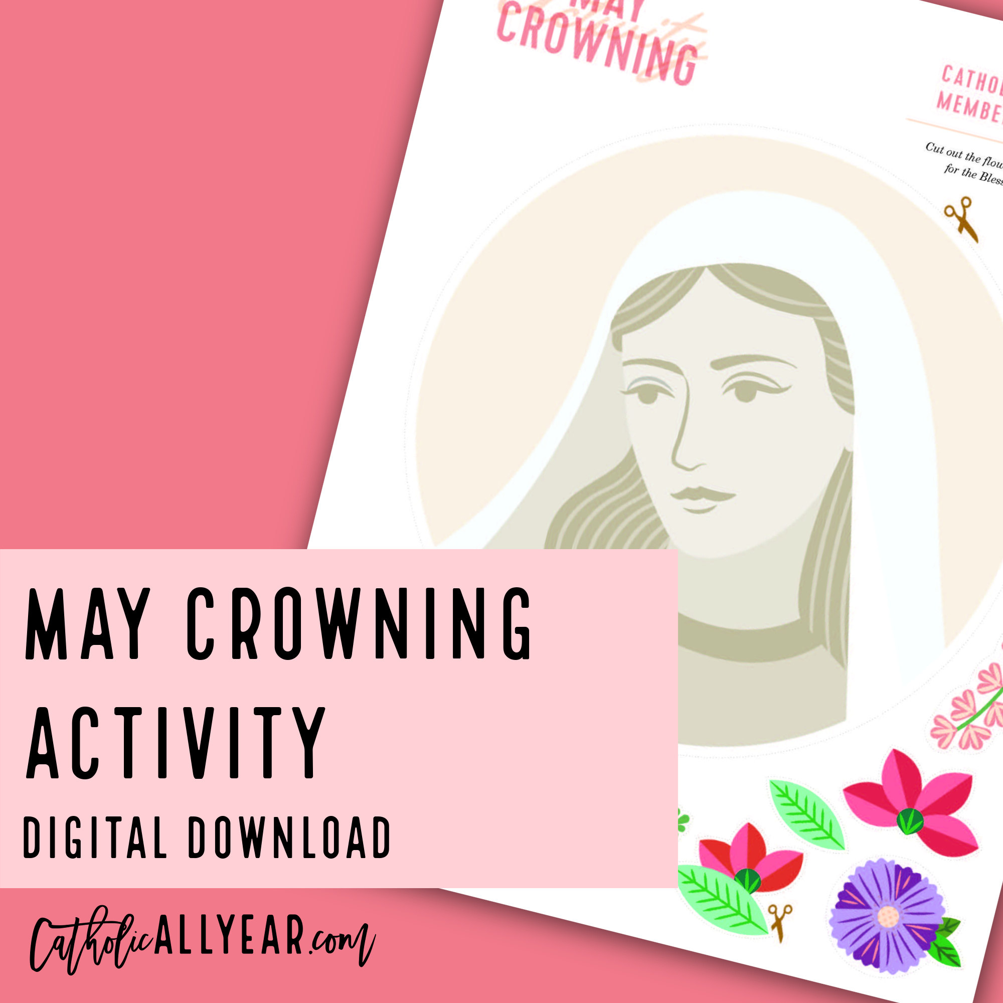 Printable May Crowning Activity Digital Download Catholic All Year