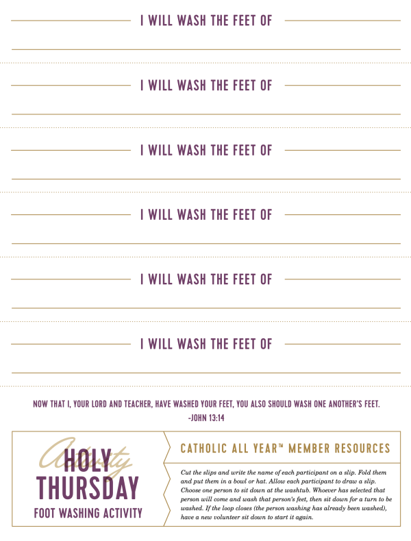 Printable Holy Thursday Foot Washing Activity {Digital Download}