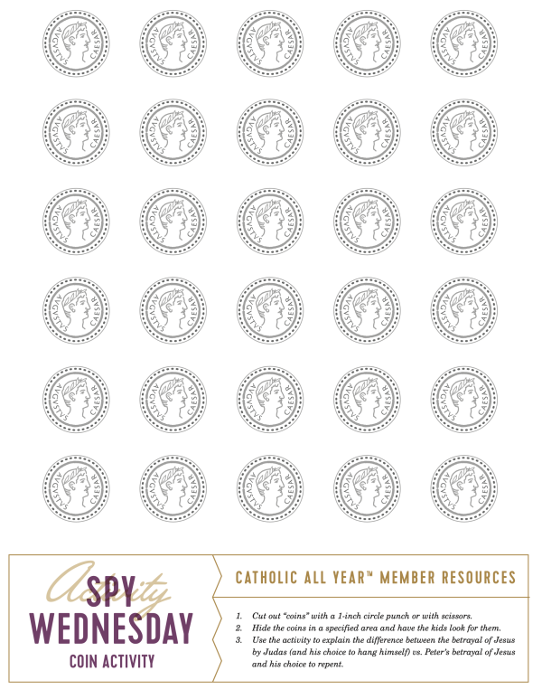 Printable Spy Wednesday Coin Activity {Digital Download}