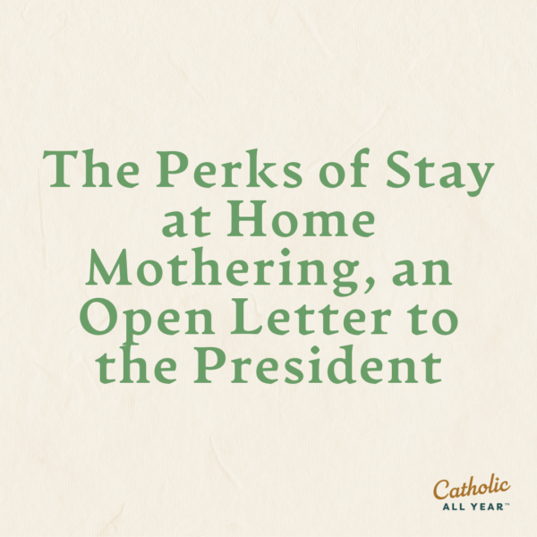 The Perks of Stay at Home Mothering, an Open Letter to the President