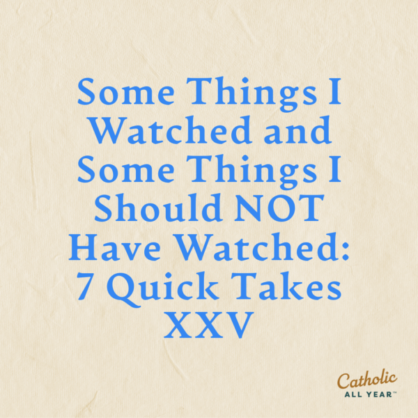 Some Things I Watched and Some Things I Should NOT Have Watched: 7 Quick Takes XXV